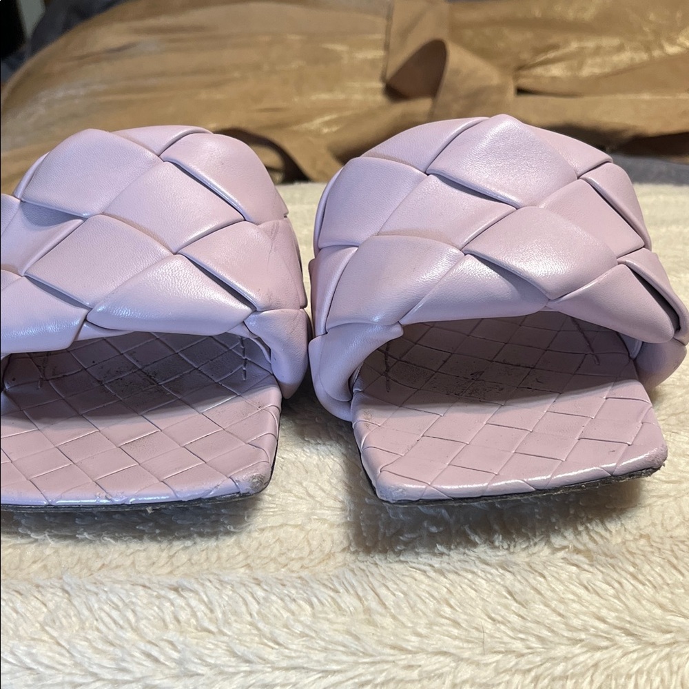 Bottega Veneta Lilac Braided Slide Sandals - Picture 2 of 12